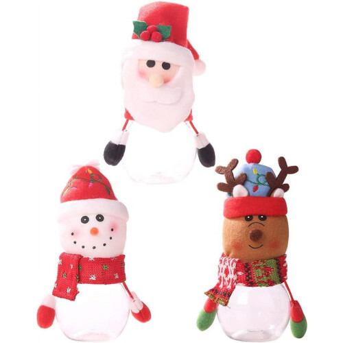 Karácsonyi cukorkás üveg Mikulás mintával 7x17cm