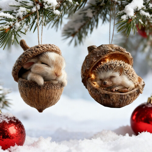 Eikenøttanheng Skogsdyr3D-harpiksornament