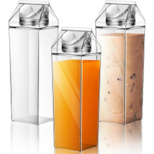 34 oz Clear PS Milk Carton Bottle – 3 Pack