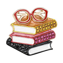 Creative Book and Glasses Brooch Symbolizing Wisdoms for-Color