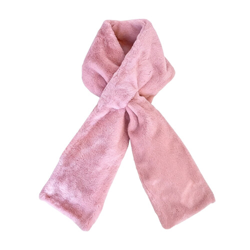 Cachecol de pele sintética rosa com bolso oculto com zíper