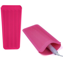 RUseeN 2-Pack Heat-Resistant Silicone Mat Pouch for Curling/Flat Irons, 11"x5", Food-Grade, Pink – Compatible with Most Hair Tools
