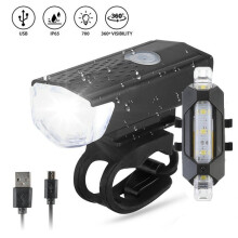 Fietsverlichtingsset: koplamp en achterlicht, USB-oplaadbaar, IPX4