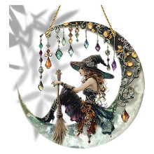 Witch Crystal Pendant Wall Hanging, Acrylic Gothic Decor