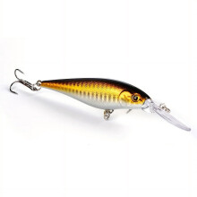 2pc Premium Floating Minnow Lure – Realistic Green/Yellow Striped Hard Bait, Compatible with Sharp Treble Hooks, ABS, Lifelike, for Bass & Pike