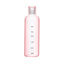 Transparante waterfles van 740 ml met tijdsaanduidingen, roze