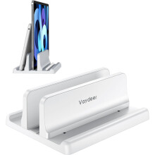 Vertical Plastic Laptop Stand – Adjustable 3-in-1 Dock, Space-Saving, Compatible with Dell & Microsoft Surface, Fits Up to 17.3" (White)