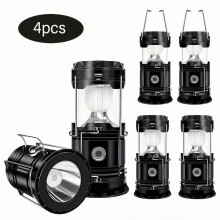 Ensemble de lanternes solaires de camping – PVC noir 2 pièces