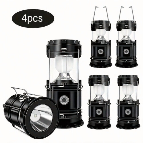Solar-Campinglaternen-Set – PVC Schwarz 2-teilig
