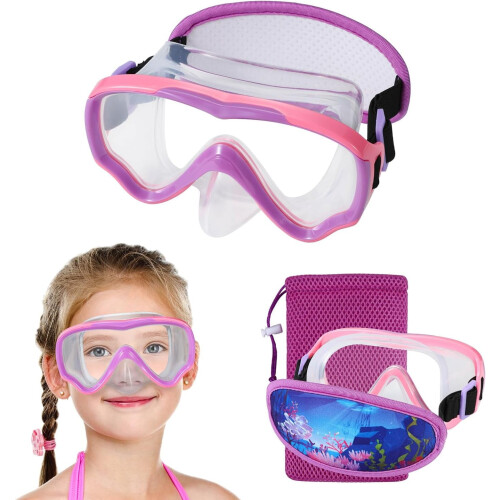Kids Swim Goggles 6-14, No-Tangle Neoprene Strap
