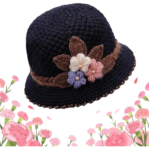 Women's Floral Knit Bucket Hat, One Size 1