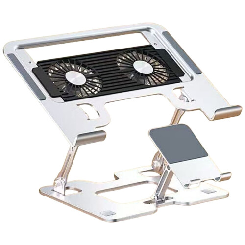 Supporto ergonomico 2 in 1 per laptop e telefono, regolabile in altezza. 2