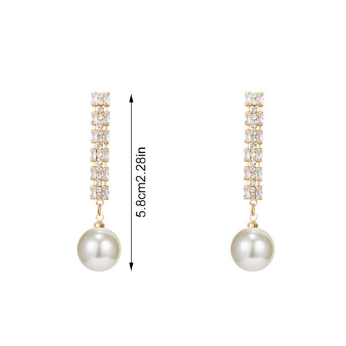 Boucles d'oreilles à pampilles avec perles accentuées de zircon 2