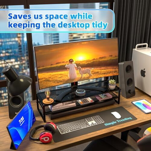 Μεταλλική βάση οθόνης 2 επιπέδων με mouse pad, 32x10 ίντσες 1