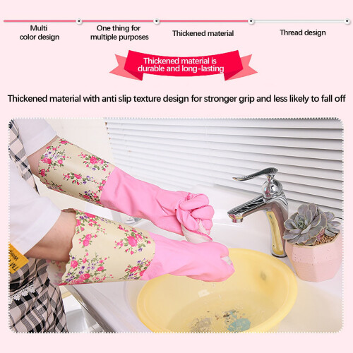 Holloyiver Reusable Dishwashing Gloves Rubber Extra Thick 2