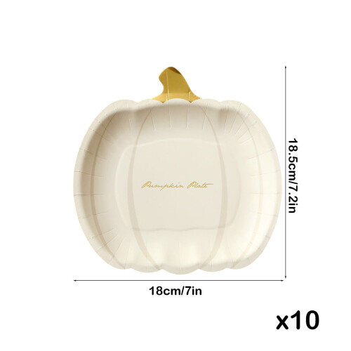 Kürbis-Pappteller, 7 Zoll, 10er-Pack, Weiß 2