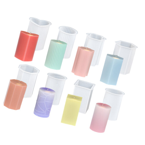 8Pcs Professional Silicone Candle Molds Geometric Cylinder