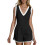 Womens Athletic Romper Backless Sleeveless Short-Black XL 1