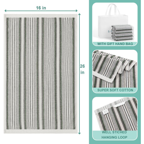 Βαμβακερές πετσέτες πιάτων 16x26inPack 4in Γκρι Πράσινο 2