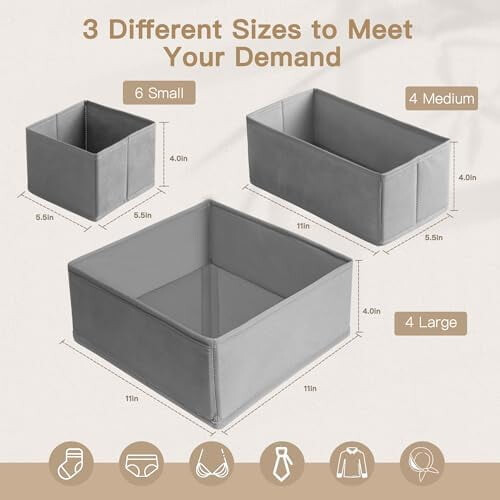 Set di 14 organizer pieghevoli per cassetti – Grigio 2