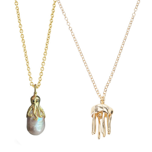 Collier élégant avec pendentif poulpe/méduse, longueur-B 1