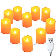 LED elektronikus gyertyafüzér USB-tápellátással, 1,5 m