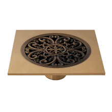 Bonde de douche carrée en cuivre de 4 pouces avec grille amovible