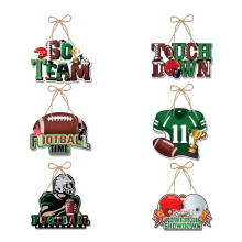 Pink Rugby Party Wall Hanging, 11.8" Football Decor Sign – Sports Theme Door Hanger for Girl Game Day, Compatible with Super Bowl Party