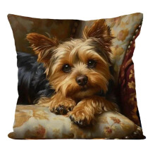 Almofada decorativa em poliéster com estampa de Yorkshire Terrier, 45x45cm