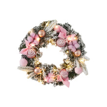 11.8 Inch Christmas Wreath Front Door, Red Ribbons Red Cottons Balls Ornaments Christmas for Door Window Mantle Indoor Outdoor Christmas Decorations
