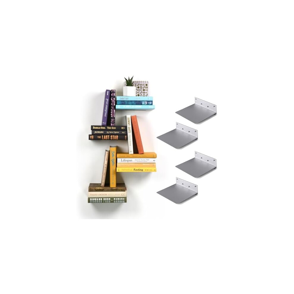 Floating Bookshelf Set Of 4 Â Aluminium Wall-Mounted 9149926375838