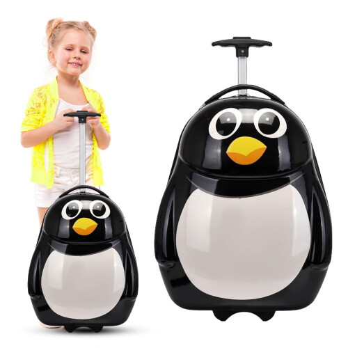 Mala de viagem infantil de 16 polegadas com estampa de pinguim, em ABS.