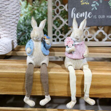 Easter Couple Resin Rabbits – 2PCS Bunny Figurines, Spring Decor, Tabletop Ornament, Couples Gift, Home & Garden (Compatible with Easter Themes)
