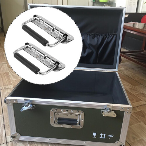 2-pak sølvfarvede jernfoldehåndtag til flightcase