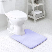 Extra Thick Memory Foam U-Shaped Bath Mat (20x24", Lavender) – Non-Slip, Water Absorbent, Machine Washable, Compatible with Standard Toilets