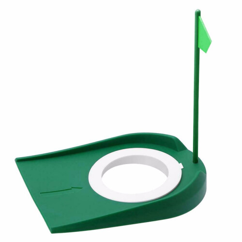 Copo de golfe para putting com anel e bandeira removíveis.