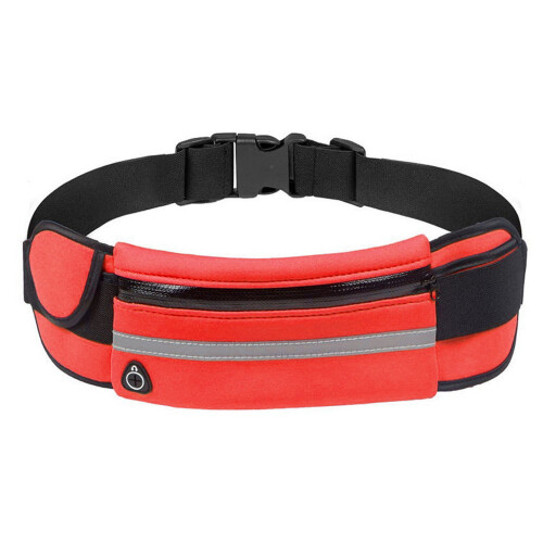 Pochete refletora para corrida com suporte para celular.
