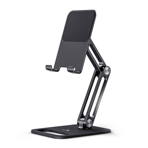 Suporte de alumínio para tablet com pescoço giratório de 360 para tablets de 5 a 14 polegadas.