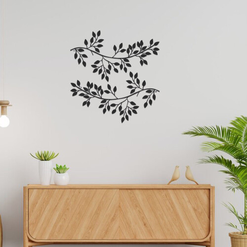Ensemble de 2 décorations murales en métal représentant une feuille d'olivier 2