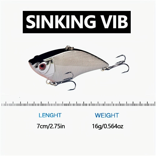 7 cm sinkender Crankbait-Angelköder – 2er-Pack, 16 g, VIB Hard 2