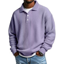 Men's Lightweight Shirt Long Sleeve Waffles Knit Texture-LP XL