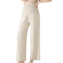 Stylish Wide Leg Pregnancy Trousers Belly Support for-Cream XXL