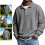 Lightweight Waffles Knit Texture Long Sleeve-dark blue XL 4