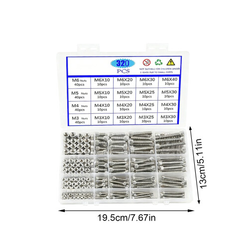 320pcs Stainless Steel Fasteners Wall Plate-Outer hexagon 2