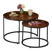 Industrial Nesting Coffee Tables, Set of 2, Wood-Effect