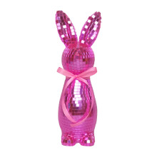 Hot Pink Easter Bunny Figurine, 9.45" Mosaic Reflective Decor – Easter Table, Party & Home Decoration Gift
