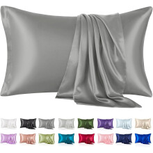 Mørkegrå satin pudebetræk i kingsize-størrelse, 2-pak, 20x36