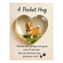 Pocket Hug Token Gift for Dog Groomers – Glass Heart Keepsake, Thank-You Appreciation Gift Compatible with Pet Caregivers