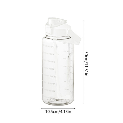 AuroraX Clear Water Bottle 2000 ml Leakproof Straw Lid 2