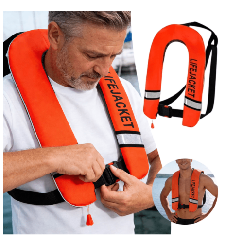 Automatic inflatable life jacket orange size M